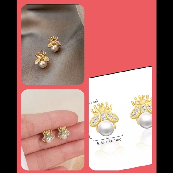 Jewelry - Korean New Exquisite Honey Bee Pearl Earrings Fashion Temperament Versatile Smal